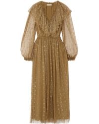 Ulla Johnson - Helena Ruffled Metallic Lace Midi Dress - Lyst