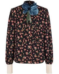 Valentino - All-Over Floral Patterned Button-Up Top - Lyst