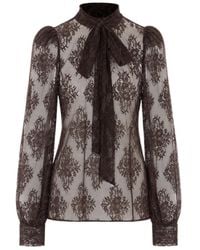Aniye By - Sheer Lace Bow-Tie Blouse - Lyst