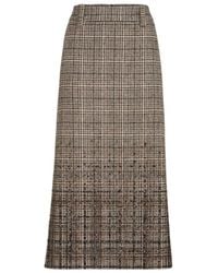 Brunello Cucinelli - Checked Alpaca And Wool Pencil Skirt With Dazzling Degradé Embroidery - Lyst