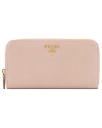 Prada - Logo Plaque Zip-Around Wallet - Lyst