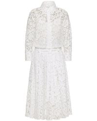 Valentino - Floral-Lace Pleated Shirt-Dress - Lyst