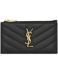 Saint Laurent - Cassandre Matelassé Fragments Zipped Card Case - Lyst