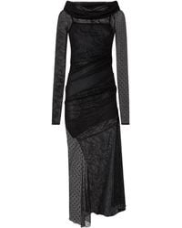 Pinko - Lace-Detail Cowl-Neck Maxi Dress - Lyst