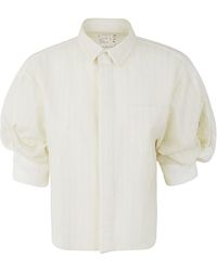Sacai - Puff-Sleeved Striped Shirt - Lyst