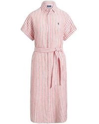 Polo Ralph Lauren - Striped Belted Shirt Dress - Lyst
