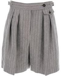 Brunello Cucinelli - Stripe Detailed Pleated Shorts - Lyst