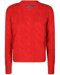 Polo Ralph Lauren - Logo Embroidered Cable-Knitted Jumper - Lyst