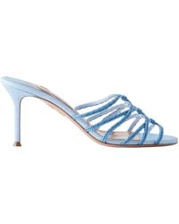 Aquazzura - Raffia-Trimmed Cord Mules - Lyst