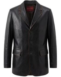 Gucci - Soft Aged-Effect Leather Jacket, Ready-To-Wear - Lyst