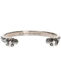 McQueen - Crystal-Embellished Skull Cuff Bracelet - Lyst
