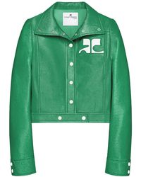 Courreges - Vinyl-Effect Cropped Jacket - Lyst