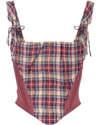 Vivienne Westwood - Puppy Tartan Linen And Cotton Corset - Lyst