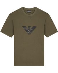 Emporio Armani - Lyocell Blend Jersey T-Shirt With Graffiti Eagle Logo Print - Lyst