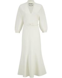 Roland Mouret - V-Neck Belted Dress - Lyst