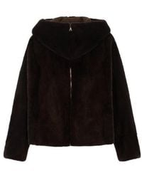 Blancha - Hooded Zip-Up Fur Jacket - Lyst