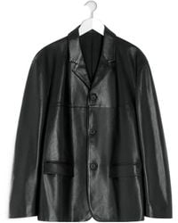 Lemaire - Leather Single Breasted Jacket - Lyst