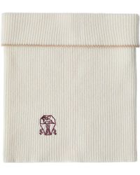 Brunello Cucinelli - Logo-Embroidered Cashmere Scarf - Lyst