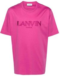 Lanvin - Logo Embroidered Crewneck T-Shirt - Lyst