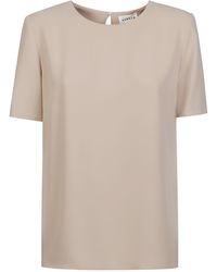 P.A.R.O.S.H. - Cady Round-Neck Blouse - Lyst