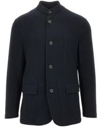 Emporio Armani - Textured Stand Collar Jacket - Lyst