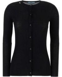 Prada - Crewneck Button-Up Cardigan - Lyst