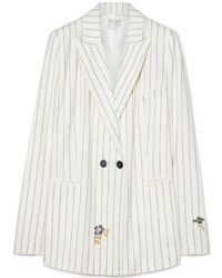 forte_forte - Pinstriped Embroidered Jacket - Lyst