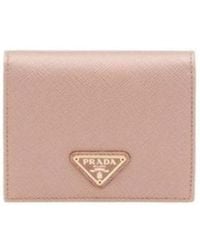 Prada - Logo Plaque Small Wallet - Lyst