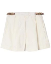 Burberry - Pleated Belted Shorts - Lyst