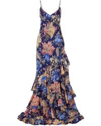 Etro - Floral-Print Ruffled Crepon Maxi Dress - Lyst