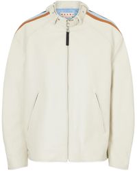 Marni - Belted Striped Leather Jacket - Lyst