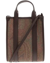 Etro - Paisley-Print Leather-Trim Tote Bag - Lyst