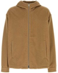Prada - Camel Hair Hoodie Jacket - Lyst