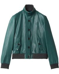 Miu Miu - Long-Sleeved Leather Jacket - Lyst