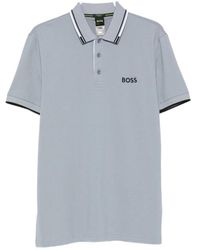 BOSS - Logo-Print Tipped Polo Shirt - Lyst