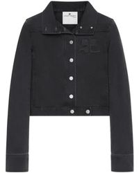 Courreges - Courrèges Cropped Logo Denim Jacket - Lyst
