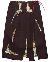Prada - Bonded Gabardine Skirt With Devoré Effect - Lyst