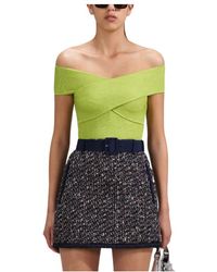 Self-Portrait - Lurex Knitted Off-Shoulder Top - Lyst