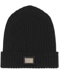 Dolce & Gabbana - Ribbed Logo-Plaque Beanie Hat - Lyst