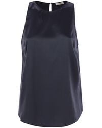 Brunello Cucinelli - Sleeveless Satin Top - Lyst