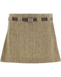 Ferragamo - Mini Skirt With Gancini Belt - Lyst
