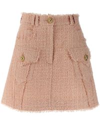 Balmain - Light- Frayed Tweed Mini Skirt - Lyst
