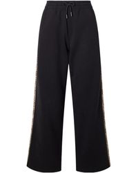 Burberry - Checked-Band Wide-Leg Drawstring Pants - Lyst