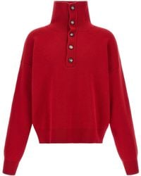 Ami Paris - Ami High Buttoned Collar Jumper - Lyst