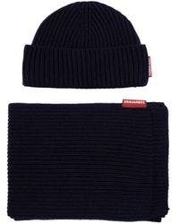 DSquared² - Logo Tag Ribbed-Knit Beanie Scarf Set - Lyst