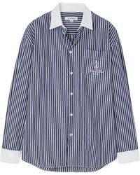 Sporty & Rich - Vendome Oversized Embroidered Striped Cotton Oxford Shirt - Lyst