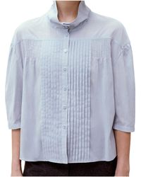 Low Classic - Pintuck High-Neck Blouse - Lyst