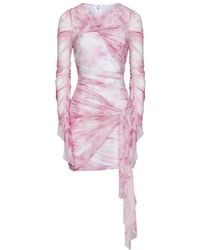 MSGM - Long-Sleeved Gathered Mini Dress - Lyst