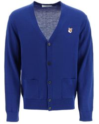 Maison Kitsuné - Maison Kitsuné Chillax Fox-Patch V-Neck Cardigan - Lyst