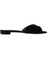 Manolo Blahnik - Pirua 10 Pleated Suede Sandals - Lyst